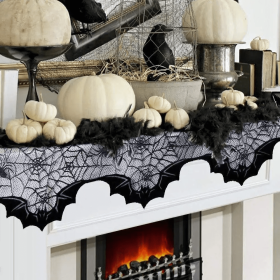 20 x 80 Inch Halloween Lace Fireplace Mantle Scarf Cover