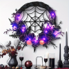 1pc, Prelit Halloween Skull Wreath For Front Door Decor