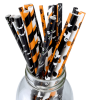 25pcs Halloween Party Straws Black and Orange Biodegradable Drinking Stripe Straws