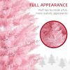 HOMCOM 7' Tall Pre-Lit Slim Noble Fir Artificial Christmas Tree with 200 Warm White LED Lights and 499 Tips, for Christmas Decoration, Pink