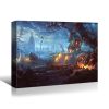 1pc Drop-Shipping Framed Canvas Wall Art Decor Painting For Halloween, Haunted Jack-o-lanterns Farm Painting For Halloween Gift