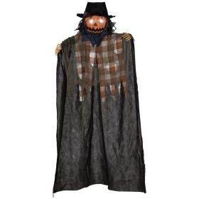 HOMCOM 6' Life Size Halloween Hanging Pumpkin Ghost Decoration, Light-up Eyes and Creepy Talking
