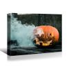 1 PCS Drop-Shipping Framed Canvas Wall Art Decor Painting For Halloween, Skeleton with Jack-o-lanterns Painting For Halloween Gift