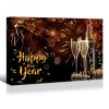 Framed Canvas Wall Art Decor Painting For New Year, Golden Happy New Year Bless Champagne Painting For New Year Gift
