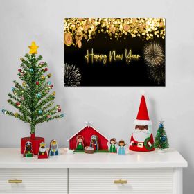 1pcs Framed Canvas Wall Art Decor Painting For New Year,Happy New Year Gift Painting For New Year Gift, Decoration For Chrismas Eve Office Living Room