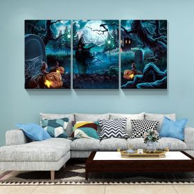 3 pcs Halloween Wall Decor Wall Art with Lights Halloween Decorations with Spooky Pumpkins for Party Living Room Decorative Wall Art 2436inch-Thicknes