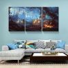 3 Piece Canvas Wall Art Halloween Pumpkin Lantern Painting Artwork for Home Wall Decor,Stretched and Framed 13x16x5