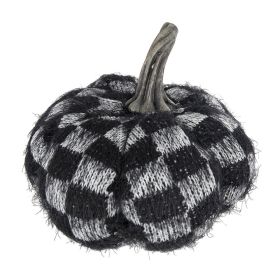 8.3X8.3X6.7" Fabric Black Pumpkin Decor, for Holiday Halloween Decoration