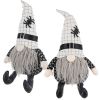Set of 2, 10.2x5.5x23.5" Fabric Sitting Gnome with White Hat Spider, for Halloween Decor