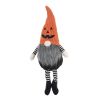 8.3x4.7x23.5" Fabric Sitting Gnome with Orange Knit Hat, for Halloween Decor