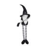 4.3x4x26.8" Fabric Sitting Black Gnome With Broomstick&Long Legs, for Halloween Decor