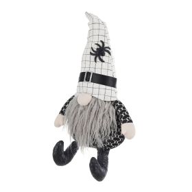 10.2x5.5x23.5" Fabric Sitting Gnome with White Hat Spider, for Halloween Decor
