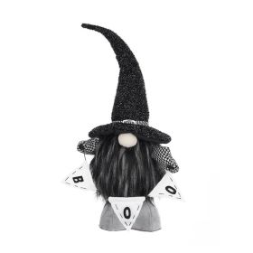 6x4x20" Fabric Black Gnome with 'Boo' Banner, for Halloween Decor