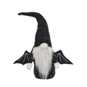 10x3x15.5" Fabric Black Gnome With Wings Decor, for Halloween Decor