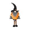 6.3x4.3x16" Fabric Standing Orange Gnome W/Black Gnome & Holding Banner, for Halloween Decor