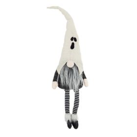 8.3x4x31.5" Fabric Sitting Gnome w/ White Ghost Hat, for Halloween Decor