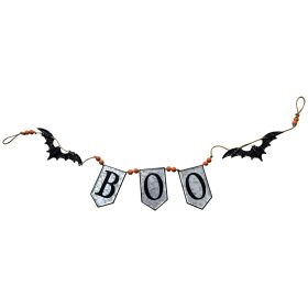 67x7.3"H Iron Boo Banner W/Bats, for Halloween Holiday Decor