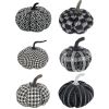 Set of 6, Halloween Fabric Black-White Pumpkin Decor Set, for Holiday Halloween Decoration