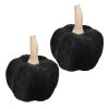 Set of 2, 9.5" Black Velvet Pumpkin Large, for Holiday Halloween Decor