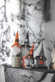 Set of 4, 12"H Halloween Gnome Decor, Black/Orange/Gray