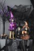 Set of 3 19"H Halloween Witch Decor, Purple/Orange/Black