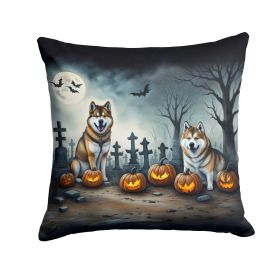 Akita Spooky Halloween Throw Pillow Machine Washable, Indoor Outdoor Decorative Pillow for Couch, Bed or Patio, 18Hx18W