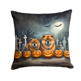 Chow Chow Spooky Halloween Throw Pillow Machine Washable, Indoor Outdoor Decorative Pillow for Couch, Bed or Patio, 18Hx18W