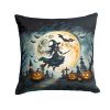 Flying Witch Spooky Halloween Throw Pillow Machine Washable, Indoor Outdoor Decorative Pillow for Couch, Bed or Patio, 18Hx18W