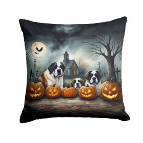 Saint Bernard Spooky Halloween Throw Pillow Machine Washable, Indoor Outdoor Decorative Pillow for Couch, Bed or Patio, 18Hx18W