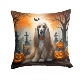 Afghan Hound Spooky Halloween Throw Pillow Machine Washable, Indoor Outdoor Decorative Pillow for Couch, Bed or Patio, 18Hx18W