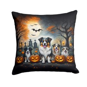 Australian Shepherd Spooky Halloween Throw Pillow Machine Washable, Indoor Outdoor Decorative Pillow for Couch, Bed or Patio, 18Hx18W