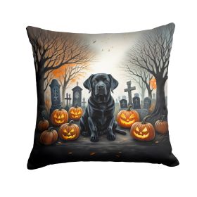 Black Labrador Retriever Spooky Halloween Throw Pillow Machine Washable, Indoor Outdoor Decorative Pillow for Couch, Bed or Patio, 18Hx18W