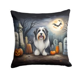 Bearded Collie Spooky Halloween Throw Pillow Machine Washable, Indoor Outdoor Decorative Pillow for Couch, Bed or Patio, 18Hx18W