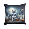 Siberian Husky Spooky Halloween Throw Pillow Machine Washable, Indoor Outdoor Decorative Pillow for Couch, Bed or Patio, 18Hx18W