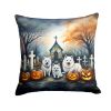 American Eskimo Spooky Halloween Throw Pillow Machine Washable, Indoor Outdoor Decorative Pillow for Couch, Bed or Patio, 18Hx18W
