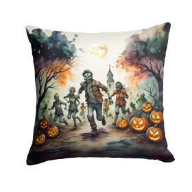 Zombies Spooky Halloween Throw Pillow Machine Washable, Indoor Outdoor Decorative Pillow for Couch, Bed or Patio, 18Hx18W