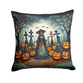La Catrina Skeleton Spooky Halloween Throw Pillow Machine Washable, Indoor Outdoor Decorative Pillow for Couch, Bed or Patio, 18Hx18W
