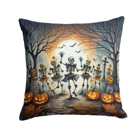 Dancing Skeletons Spooky Halloween Throw Pillow Machine Washable, Indoor Outdoor Decorative Pillow for Couch, Bed or Patio, 18Hx18W