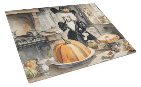 NEW Poodle Fall Kitchen Pumpkins Glass Cutting Board Decorative Tempered Glass Kitchen Cutting and Serving Board Large Size Chopping Board