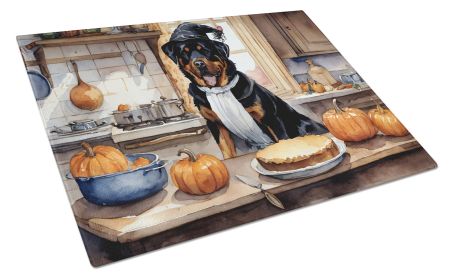 NEW Rottweiler Fall Kitchen Pumpkins Glass Cutting Board Decorative Tempered Glass Kitchen Cutting and Serving Board Large Size Chopping Board