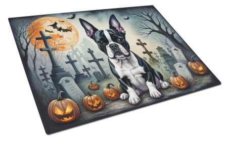 NEW Boston Terrier Spooky Halloween Glass Cutting Board Decorative Tempered Glass Kitchen Cutting and Serving Board Large Size Chopping Board