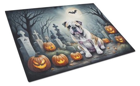 NEW English Bulldog Spooky Halloween Glass Cutting Board Decorative Tempered Glass Kitchen Cutting and Serving Board Large Size Chopping Board