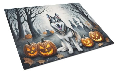 NEW Alaskan Malamute Spooky Halloween Glass Cutting Board Decorative Tempered Glass Kitchen Cutting and Serving Board Large Size Chopping Board