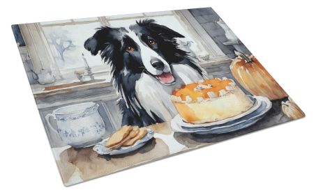 NEW Border Collie Fall Kitchen Pumpkins Glass Cutting Board Decorative Tempered Glass Kitchen Cutting and Serving Board Large Size Chopping Board