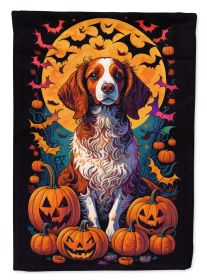 Brittany Spaniel Witchy Halloween House Flag Large Porch Sleeve Pole Decorative Outside Yard Banner Artwork Wall Hanging, Polyester, House Size