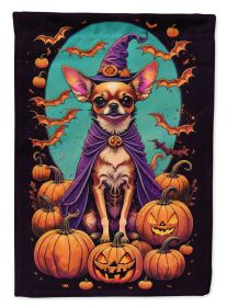 Chihuahua Witchy Halloween House Flag Large Porch Sleeve Pole Decorative Outside Yard Banner Artwork Wall Hanging, Polyester, House Size, Multicolor