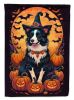 Border Collie Witchy Halloween House Flag Large Porch Sleeve Pole Decorative Outside Yard Banner Artwork Wall Hanging, Polyester, House Size
