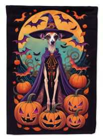 Italian Greyhound Witchy Halloween House Flag Large Porch Sleeve Pole Decorative Outside Yard Banner Artwork Wall Hanging, Polyester, House Size