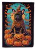 French Bulldog Witchy Halloween House Flag Large Porch Sleeve Pole Decorative Outside Yard Banner Artwork Wall Hanging, Polyester, House Size