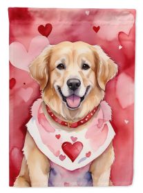Golden Retriever My Valentine Garden Flag Mailbox Flag Decorative Yard Flag Banner Outside Patio Artwork Yard Flower Beds, Garden Size, Multicolor